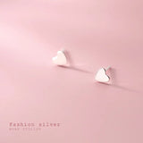 925 Sterling Silver Stud Earrings Glossy Heart Stylish