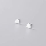 925 Sterling Silver Stud Earrings Glossy Heart Stylish
