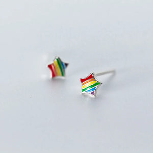 925 Silver Rainbow Star Stud Earrings