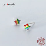 925 Silver Rainbow Star Stud Earrings