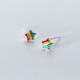 925 Silver Rainbow Star Stud Earrings