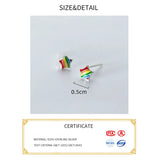 925 Silver Rainbow Star Stud Earrings