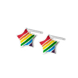 925 Silver Rainbow Star Stud Earrings