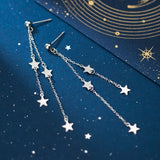 925 Silver Star Hanging Women's Stud Earrings