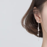 925 Silver Star Hanging Women's Stud Earrings