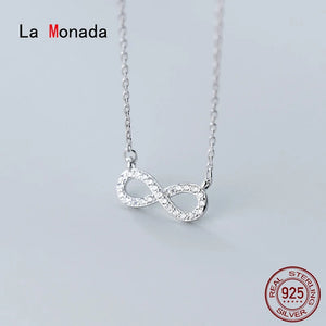 925 Silver Chains Necklace with Eight Pendant for Women