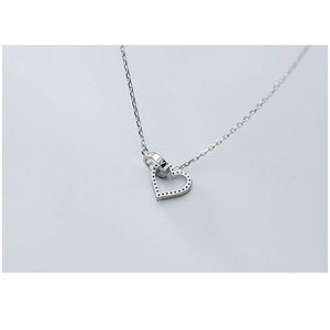 925 Silver Heart Hollow Pendant Necklace for Women