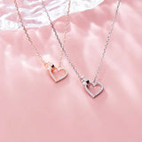 925 Silver Heart Hollow Pendant Necklace for Women