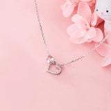 925 Silver Heart Hollow Pendant Necklace for Women