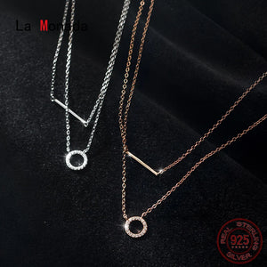 Silver Circle Pendant Necklace 925 Silver Chains Fine Jewelry For Women