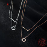 Silver Circle Pendant Necklace 925 Silver Chains Fine Jewelry For Women