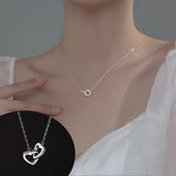 925 Silver Chains Heart Interlock Pendant Necklace