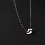 925 Silver Chains Heart Interlock Pendant Necklace