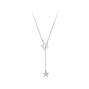 925 Silver Star Hollow Pendant Necklace for Women