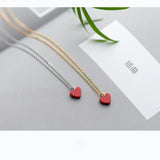 Women's Necklace 925 Silver Chains Red Heart Fine Jewelry
