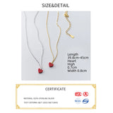 Women's Necklace 925 Silver Chains Red Heart Fine Jewelry