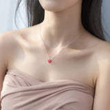 Women's Necklace 925 Silver Chains Red Heart Fine Jewelry