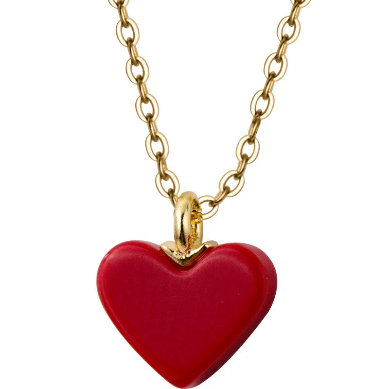 Women's Necklace 925 Silver Chains Red Heart Fine Jewelry