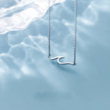 925 Silver Chains Wave Pendant Necklace for Women