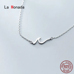 925 Silver Chains Wave Pendant Necklace for Women