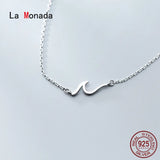 925 Silver Chains Wave Pendant Necklace for Women