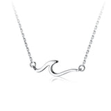 925 Silver Chains Wave Pendant Necklace for Women