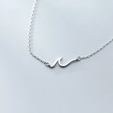 925 Silver Chains Wave Pendant Necklace for Women