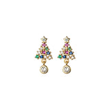 Colorful Christmas Tree 925 Silver Earrings for Women