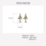 Colorful Christmas Tree 925 Silver Earrings for Women