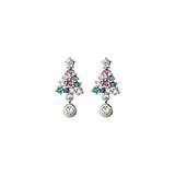 Colorful Christmas Tree 925 Silver Earrings for Women
