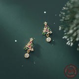 Colorful Christmas Tree 925 Silver Earrings for Women