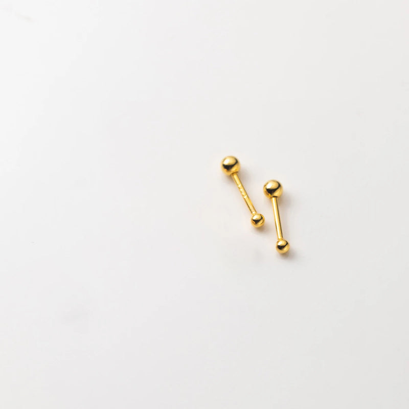 925 Silver Stud Earrings For Women Girls Small Ball Nut Screw
