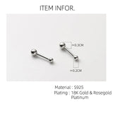 925 Silver Stud Earrings For Women Girls Small Ball Nut Screw