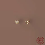 Small Hollow Heart 925 Silver Earrings for Women