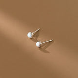 Round Opal Ear Piercing 925 Silver Earrings For Women