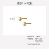 Round Opal Ear Piercing 925 Silver Earrings For Women