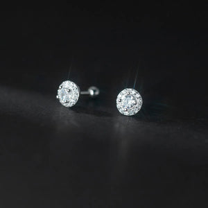 Round Zircon 925 Silver Earrings For Women