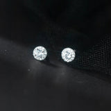 Round Zircon 925 Silver Earrings For Women
