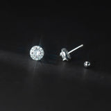 Round Zircon 925 Silver Earrings For Women