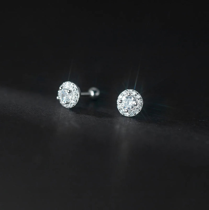 Round Zircon 925 Silver Earrings For Women