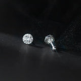 Round Zircon 925 Silver Earrings For Women