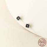 925 Silver Small Screw Earrings Retro Flower Nut Girls