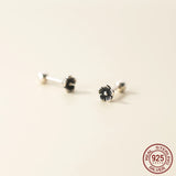 925 Silver Small Screw Earrings Retro Flower Nut Girls