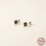 925 Silver Small Screw Earrings Retro Flower Nut Girls