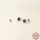 925 Silver Small Screw Earrings Retro Flower Nut Girls