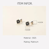 925 Silver Small Screw Earrings Retro Flower Nut Girls