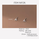 925 Silver Triangle Ear Piercing Studs with Zircon