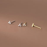 925 Silver Triangle Ear Piercing Studs with Zircon