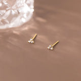925 Silver Triangle Ear Piercing Studs with Zircon