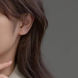 Silver 999 Ear Piercing Earrings, Zircon Studs